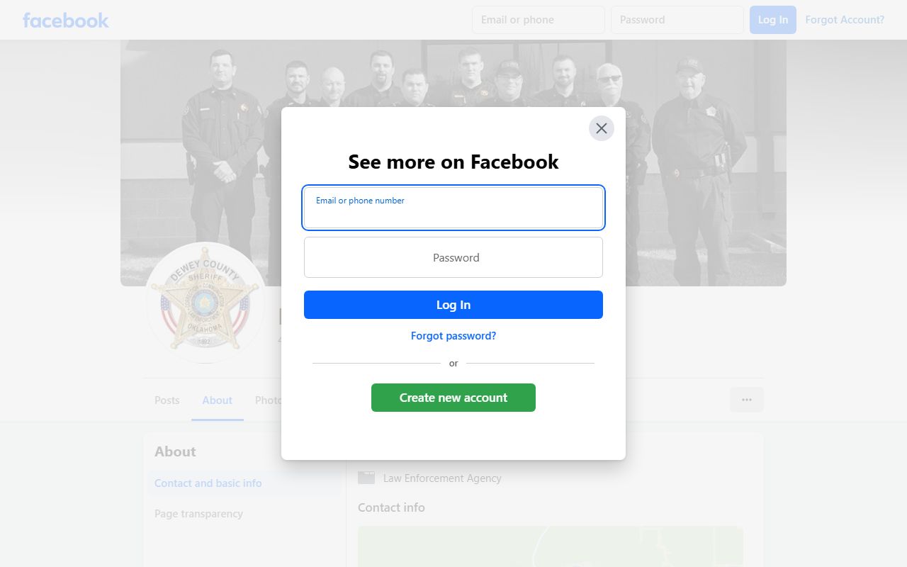 Dewey County Jail inmate lookup source showing sheriff office contact information